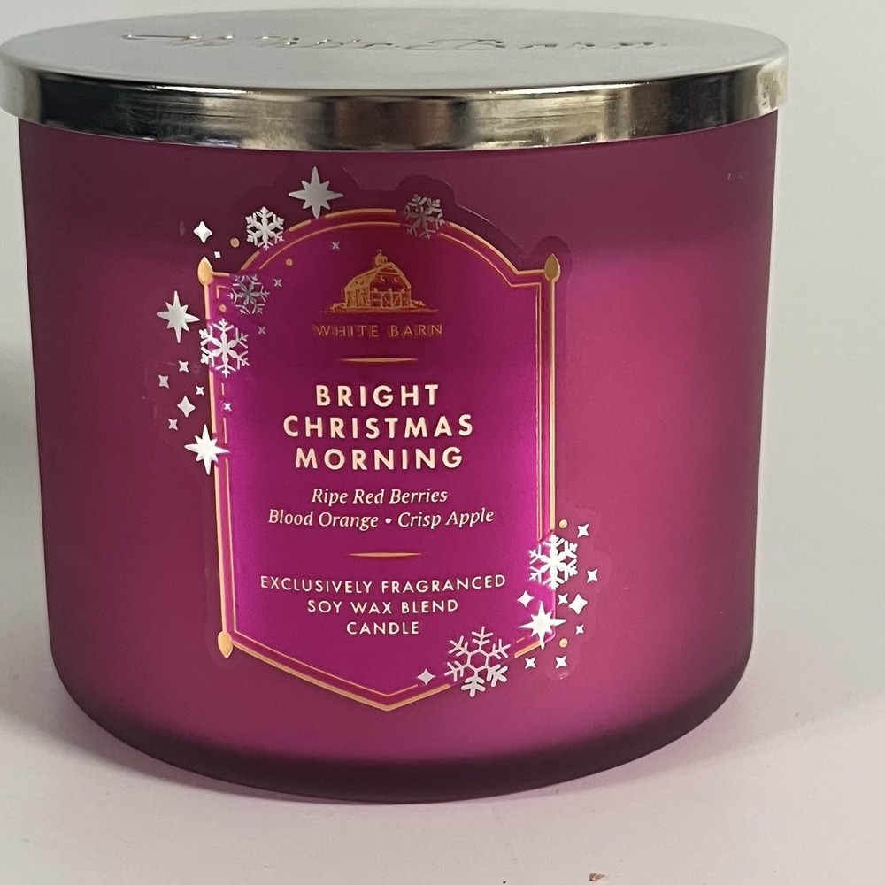 Bath‎ & Body Works Bright Christmas Morning 3-Wick Candle Berry Apple Orange New